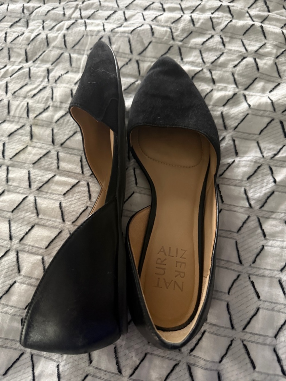 Black Pointed Toe D'Orsay Flats